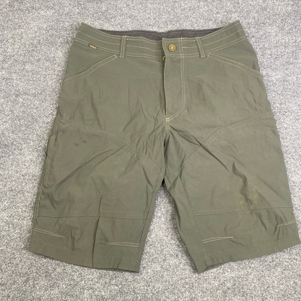 Kuhl Renegade Mens Olive Green Hiking Cargo Shorts Size 34 Nylon Blend
